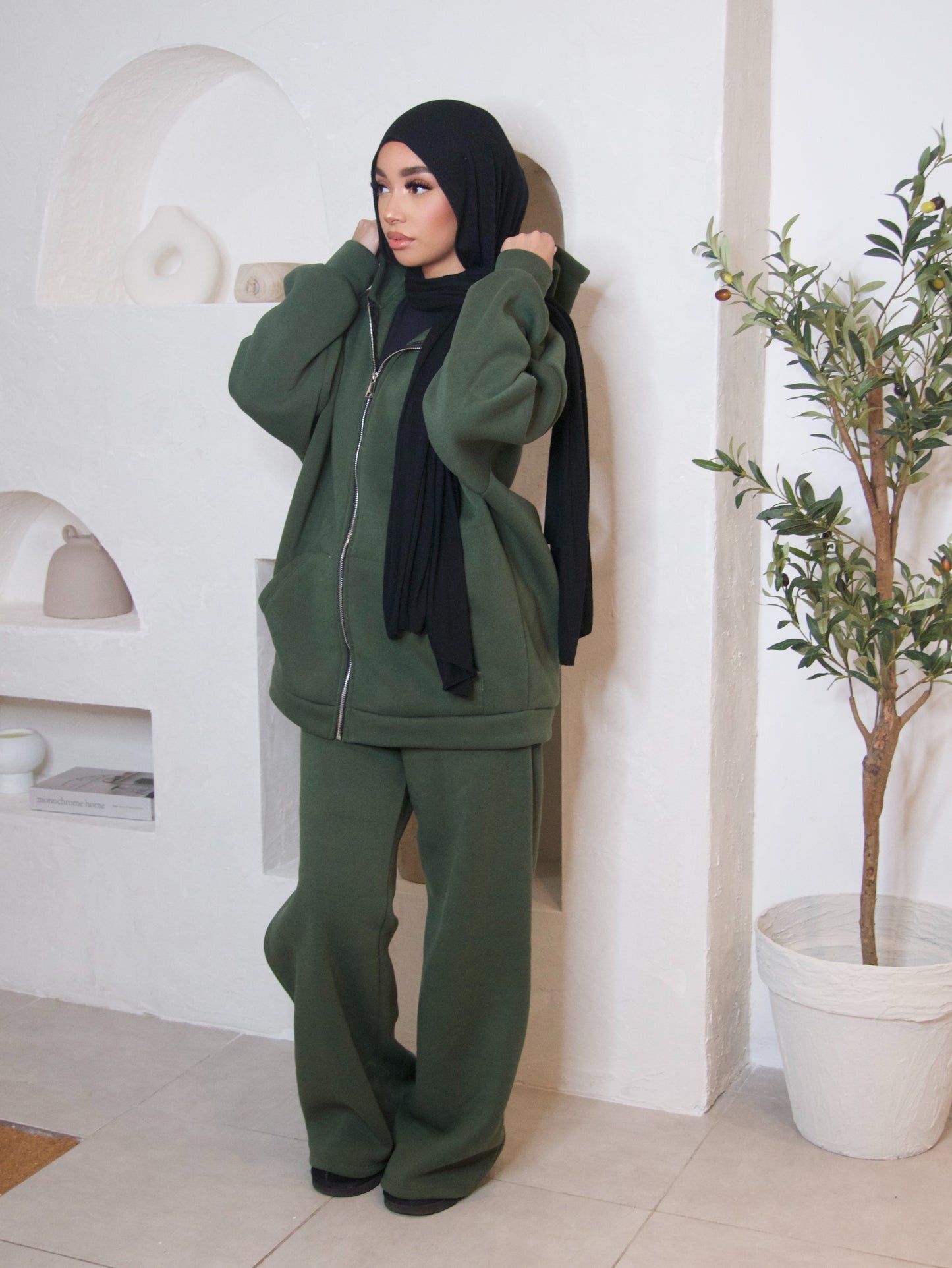 ENSEMBLE JOGGING À CAPUCHE VERT