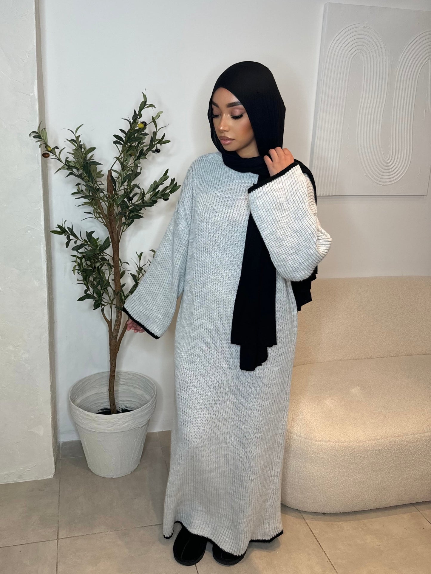GREY KNITTED MAXI DRESS
