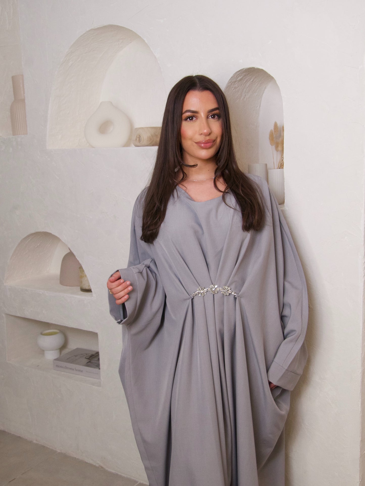 ABAYA LIN GRIS