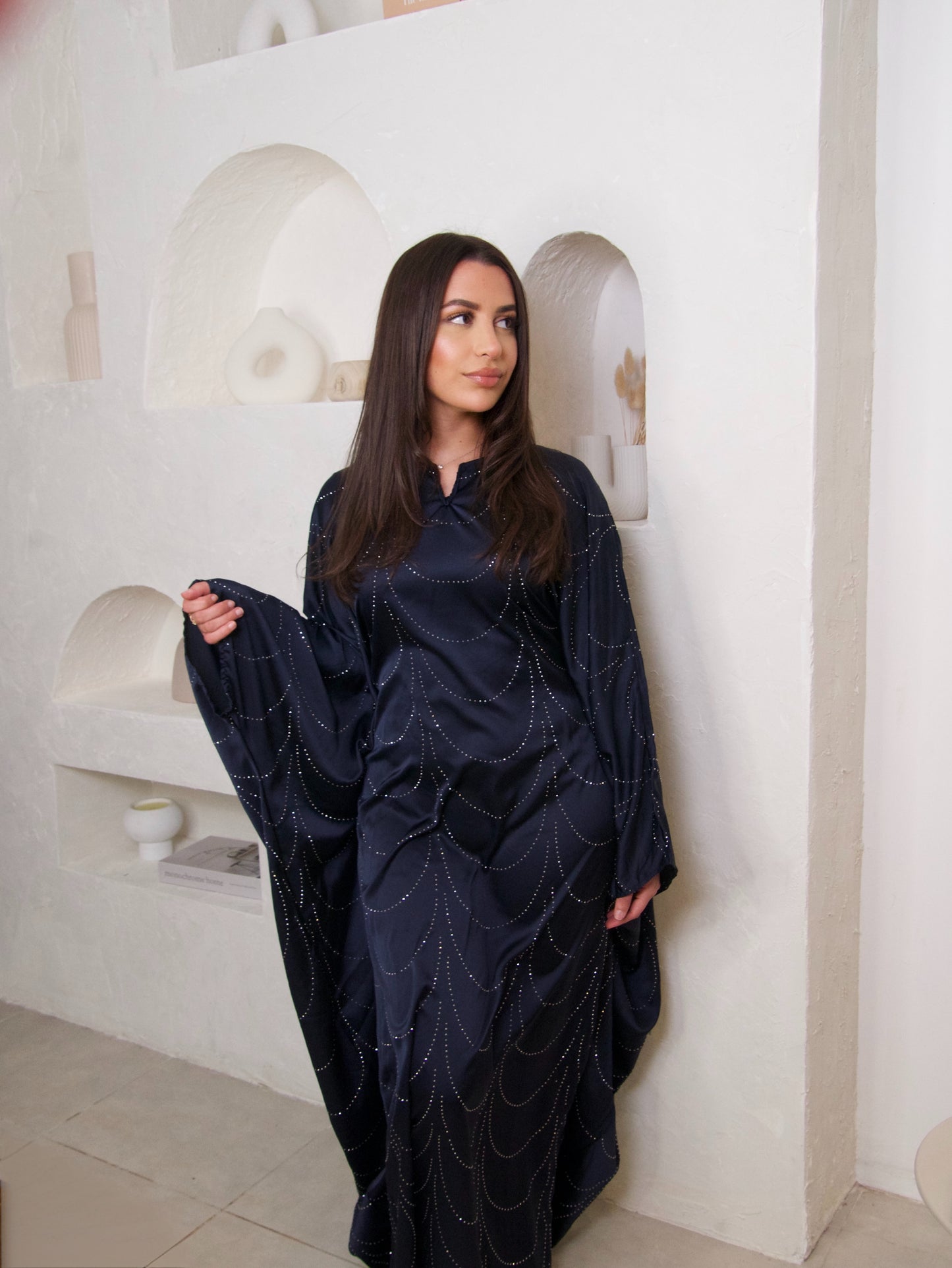 ABAYA STRASS BLEU NUIT