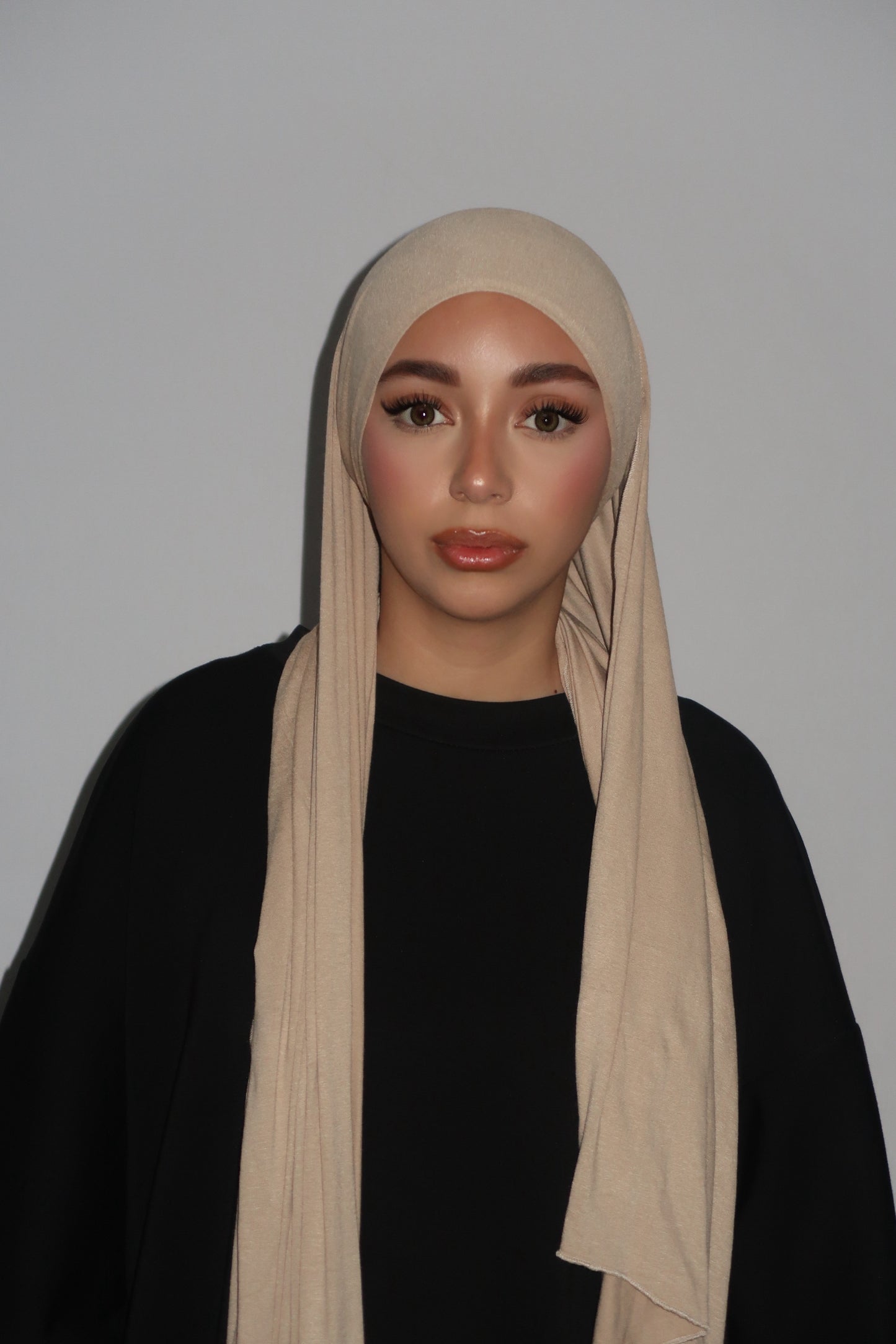 HIJAB JERSEY BONNET INTEGRÉ BEIGE