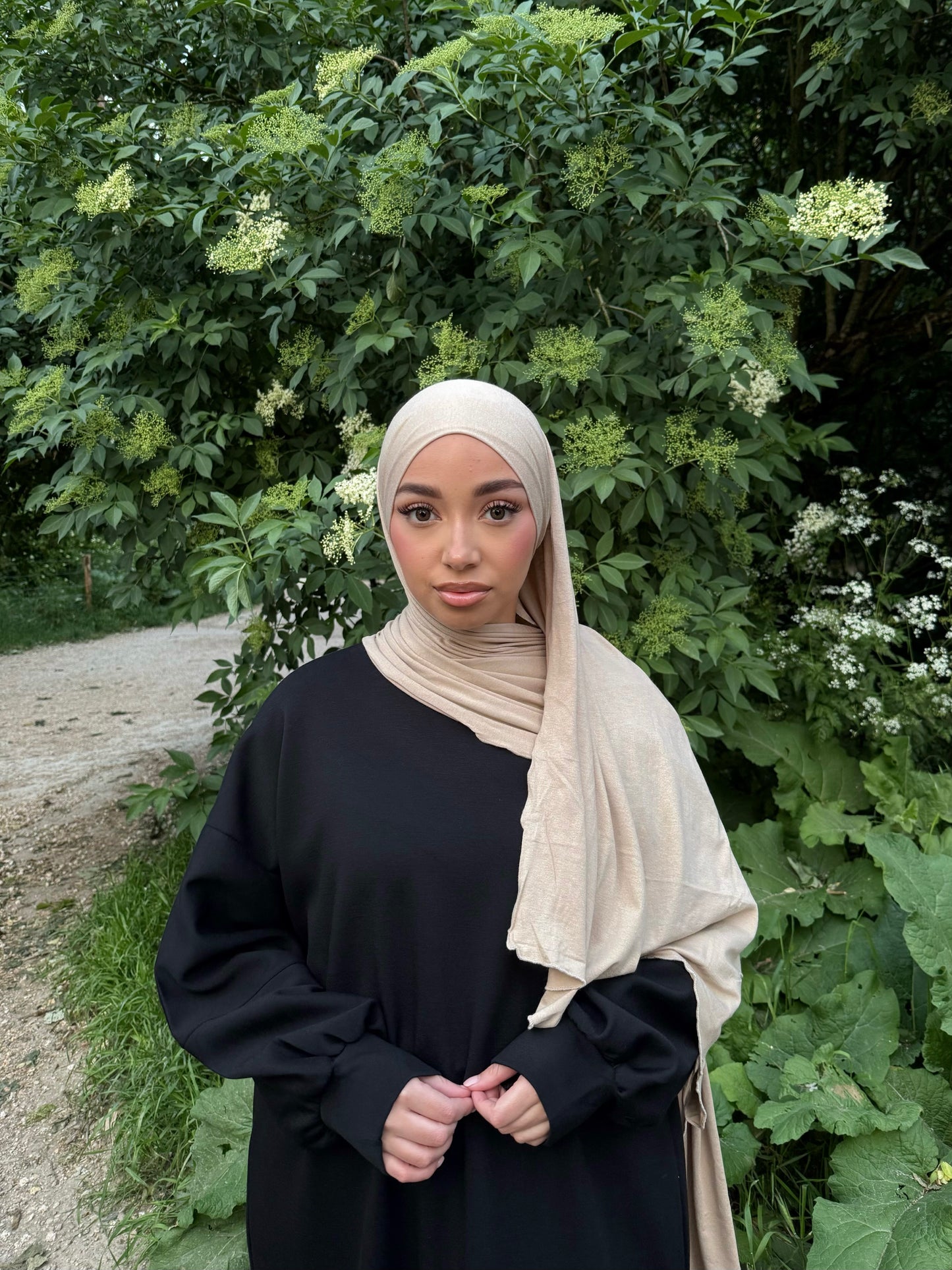 HIJAB JERSEY BONNET INTEGRÉ BEIGE