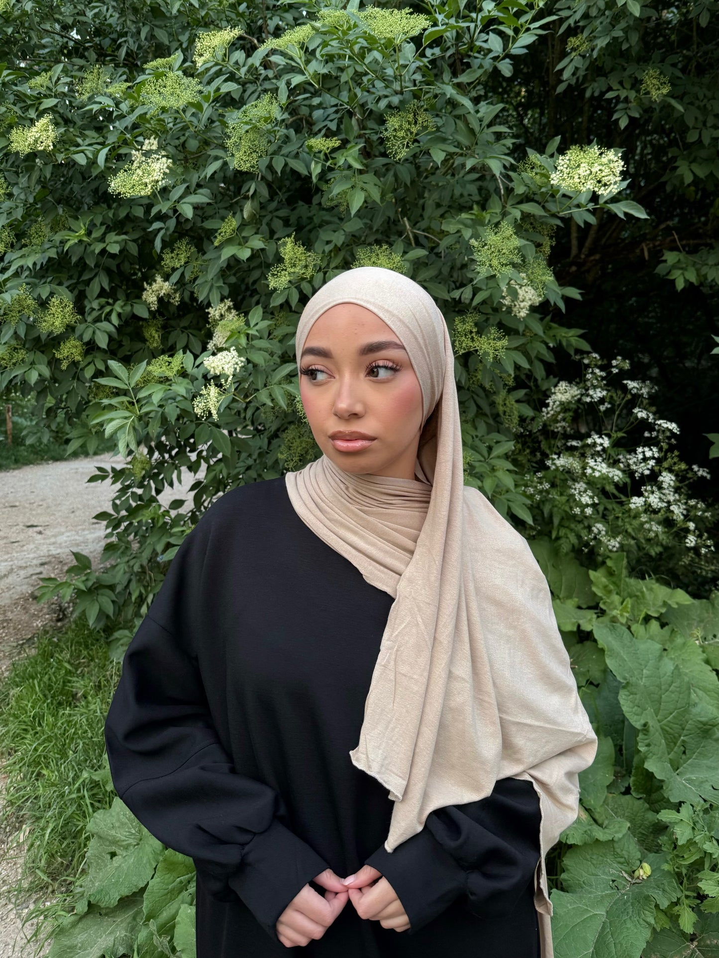 HIJAB JERSEY BONNET INTEGRÉ BEIGE