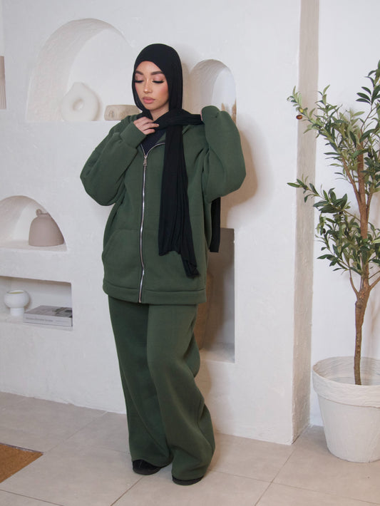 ENSEMBLE JOGGING À CAPUCHE VERT