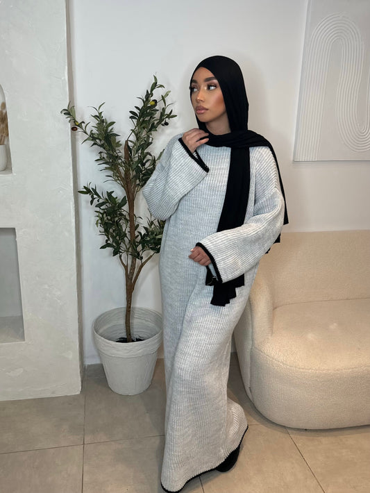 ROBE LONGUE GRISE EN MAILE
